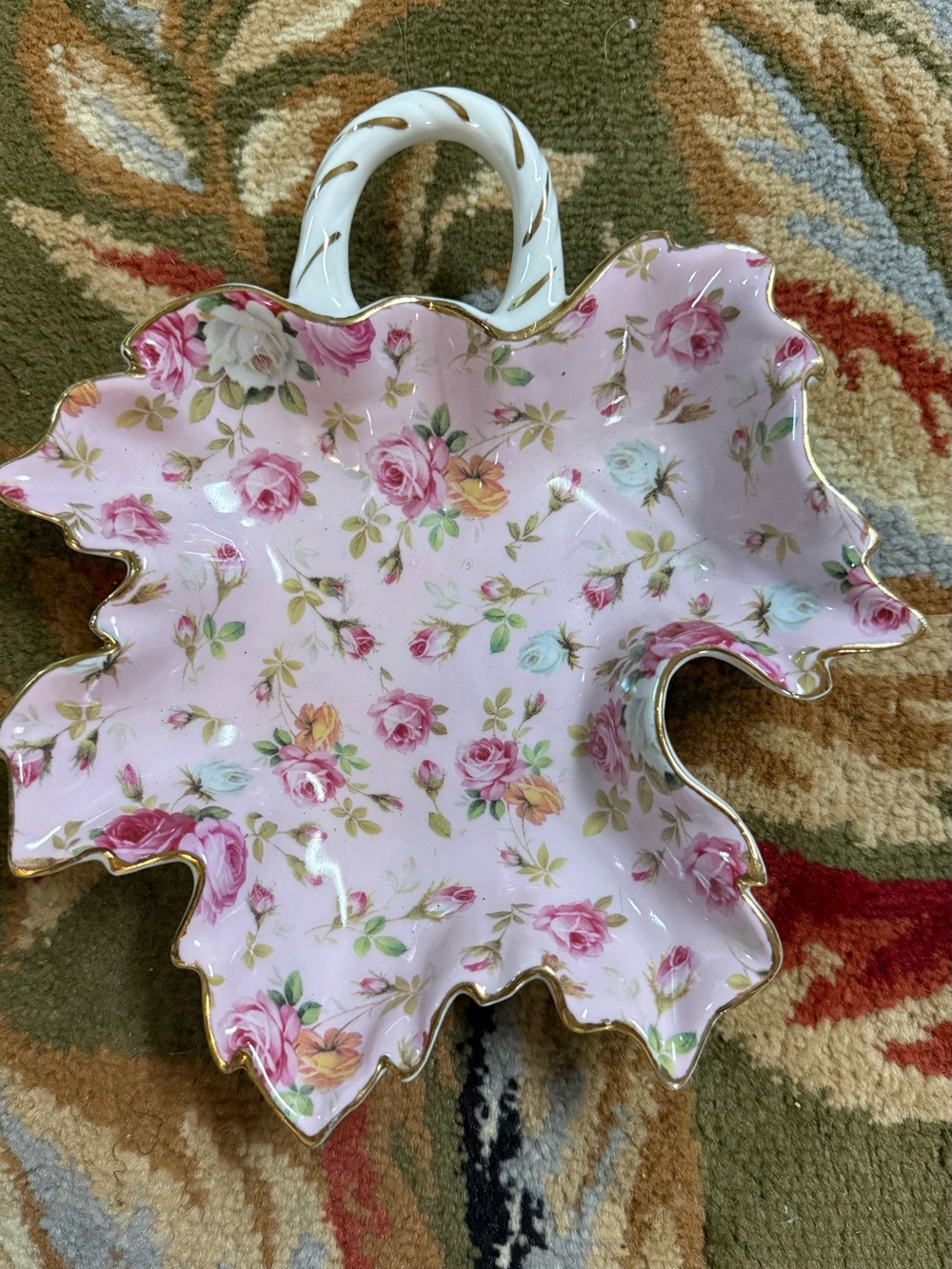 Antique maple dish with trim